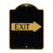 Signmission Designer Series Sign Exit W/ Right Arrow, Black & Gold Aluminum Sign, 18" H, 24" L, BG-1824-24606 A-DES-BG-1824-24606 - alternate 1